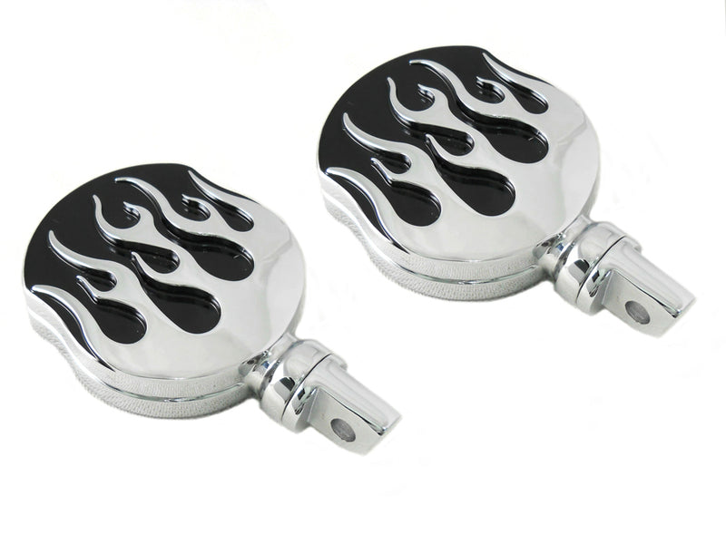 Chrome Flame Style Highway Bar Footpeg Set