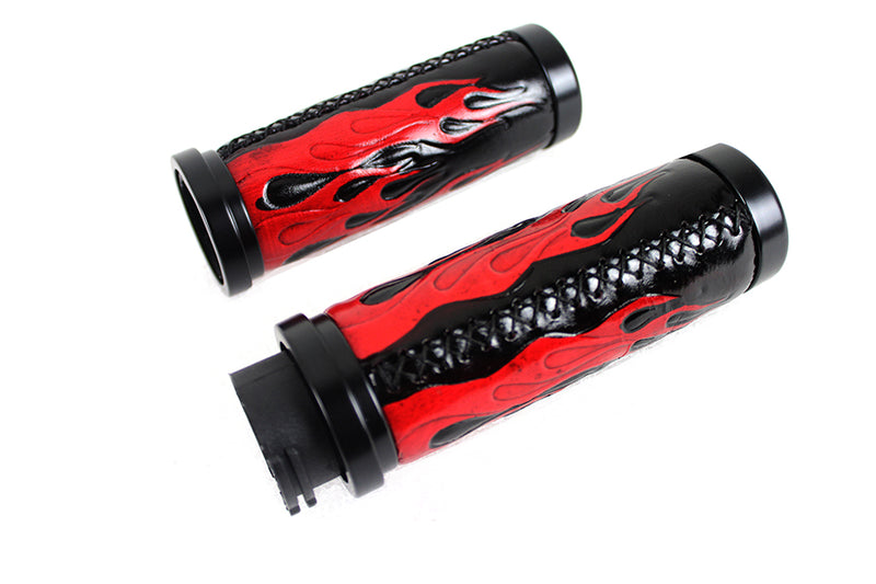 Red Flame Style Grip Set with Black Ends