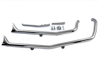 Exhaust Drag Pipe Set Fishtail Chrome