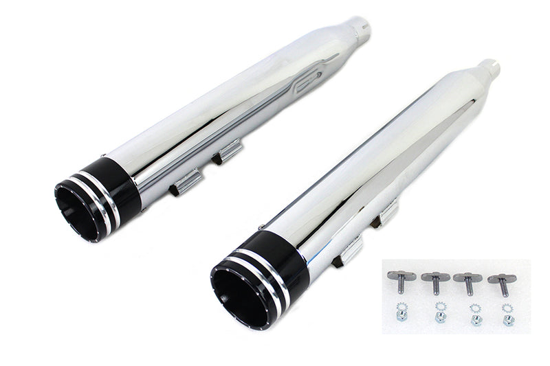 Wyatt Gatling Muffler Set Chrome with Black 2 Ring Comet Tip