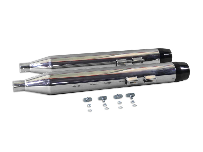 Chrome Muffler Set with Black Medium Tapered End Tips