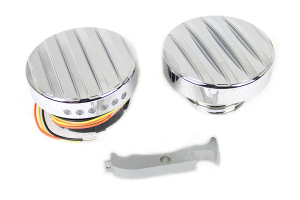 Chrome LED Ribbed Style Fuel Gauge and Filler Cap Set